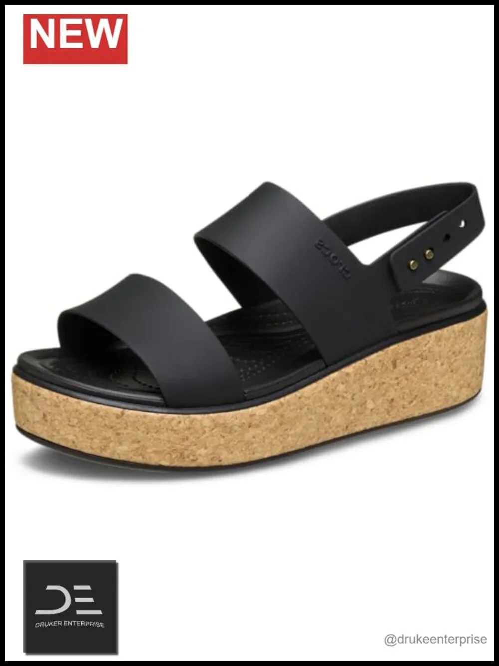 Crocs Brooklyn Cork Low Wedge Women's EVA Sandal Rubber Sole Adjustable Buckle
